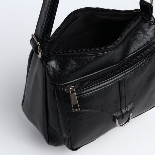 Сумка женская кросс-боди на молнии, 28×8.5×15 см, чёрная