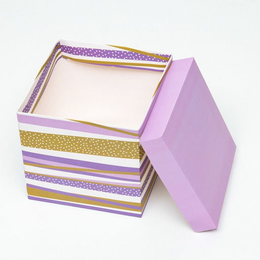 Цена за 12 шт. Коробка Самосборная Линии Лиловая 15х15х15 см - Simaland фото 3