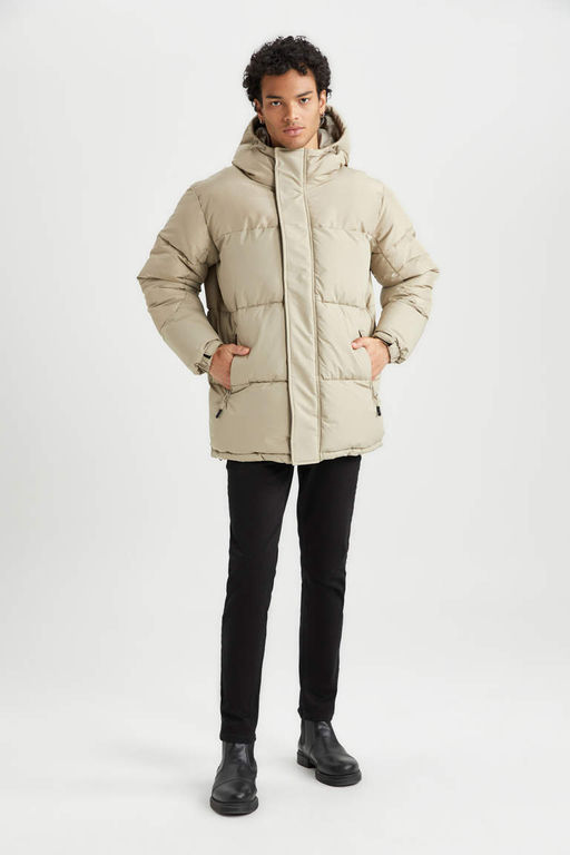 Водоотталкивающая куртка-пуховик стандартного кроя с капюшоном - Defacto фото 5