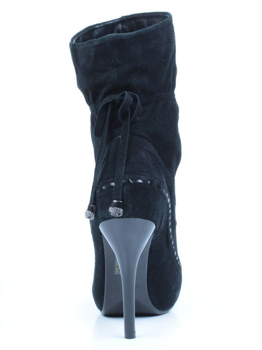 02-002-501/1/21 BLACK Полусапоги женские (натуральная замша,байка) - Фабричный китай фото 6