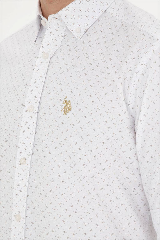 Рубашка мужская U.S. Polo Assn с принтом белая  фото 7