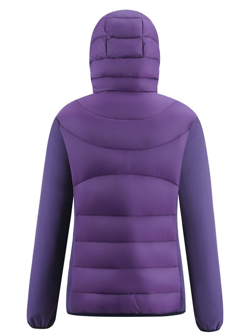 Куртка женская гибридная стёганая с капюшоном с графеновой подкладкой фиолетового цвета 9630_1F