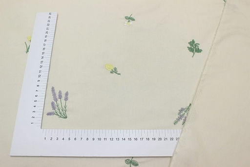 Перкаль Премиум с вышивкой Полевые цветочки цв.св.кремово-бежевый, СОРТ2, ш.1.53м, хл-100% - Купава фото 4