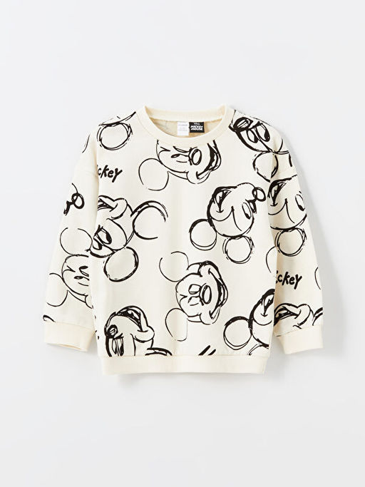 Bisiklet Yaka Mickey Mouse Bask?l? Erkek Bebek Sweatshirt ve E?ofman Alt 2li Tak?m - Waikiki фото 2