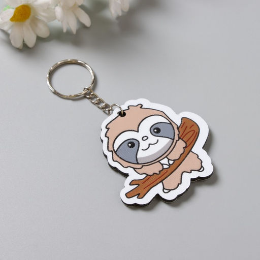 Цена за 12 шт. Брелок для ключей на кольце «Ленивец на ветке», EVA блеск, 5×6 см