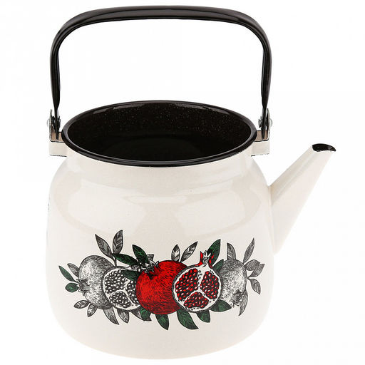 "Цвет граната" Чайник эмалированный 3,5л, 3,5л, д19,4см, h16,2см, s0,08мм, двойной слой эмалевого покрытия, металлическая крышка с пластмассовой ручкой-кнопкой, металлическая подвижная ручка (Россия)