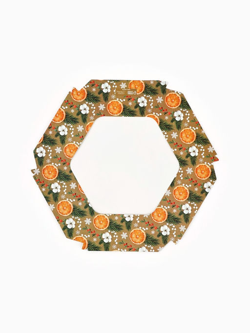 Цена за 5 шт. Коробка складная новогодняя «Хвоя, хлопок, апельсины», 23×23×4 см