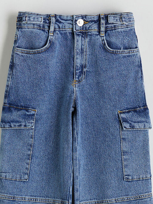 Beli Ayarlanabilir Lastikli K?z ?ocuk Kargo Jean Pantolon