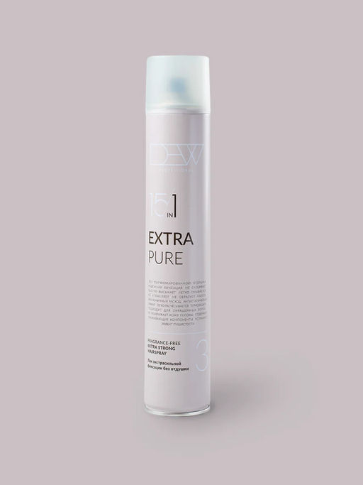 DEW Professional Лак для волос экстрасильной фиксации без отдушки / Extra Pure, 500 мл