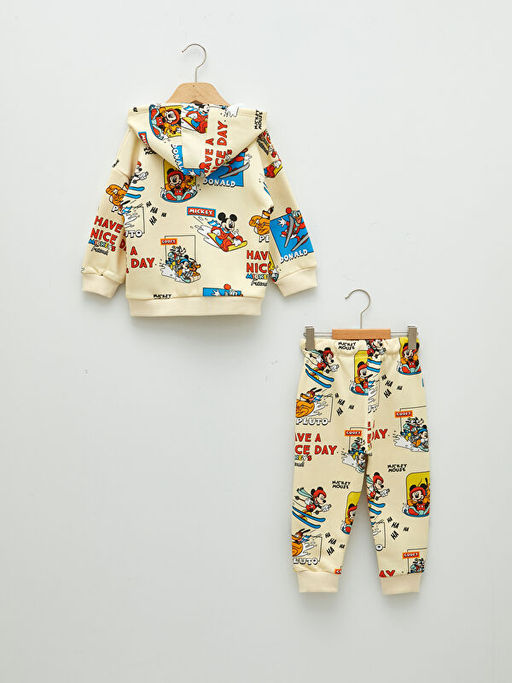 Kap??onlu Uzun Kollu Disney Bask?l? Erkek Bebek Sweatshirt ve Pantolon 2li Tak?m - Waikiki фото 2