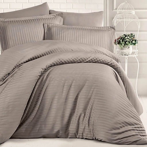 КПБ Страйп - Сатин - Серый Евро (4 наволочки)