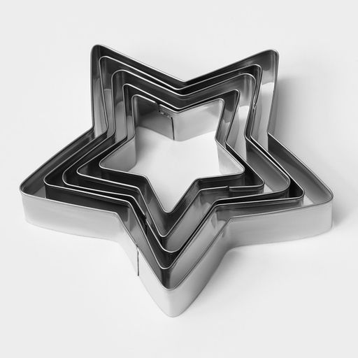 Формы для печенья новогодние Доляна Звёздочка, набор 5 шт., металл, серебристые