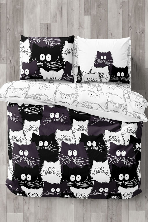 КПБ PAVLine Коты Компания вид 1 бязь 1,5 спл