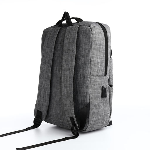 Рюкзак 29,5*12*43, отд на молнии, 2 н/к, 2 б/к, USB, черный/серый - Simaland фото 2