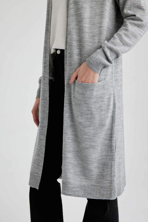 Кардиган стандартного кроя с V-образным вырезом - Defacto фото 7