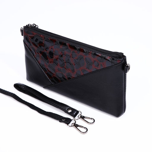 Сумка-клатч на молнии, цвет чёрный/красный - Simaland фото 9