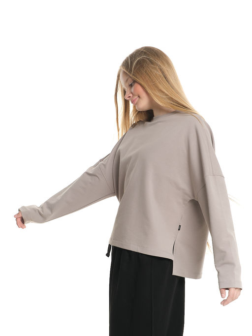 Свитшот для девочки однотонный 22-7685 серый - Mini maxi фото 8