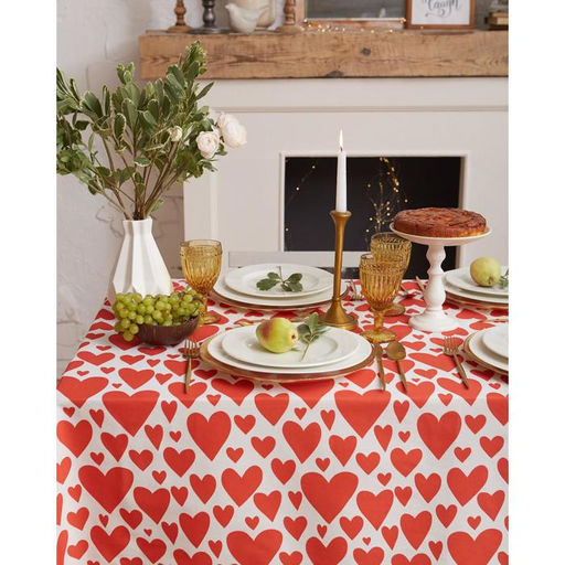 Скатерть «Этель» Red hearts 149×180 см, 100% хлопок, саржа 190 г/м²