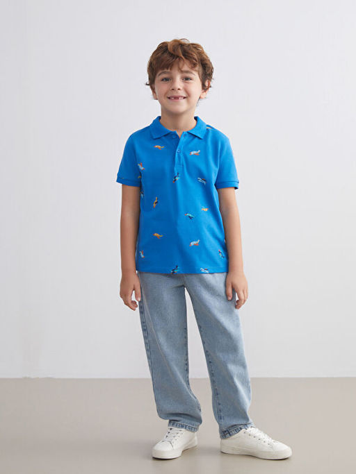 Polo Yaka Bask?l? Erkek ?ocuk Ti??rt