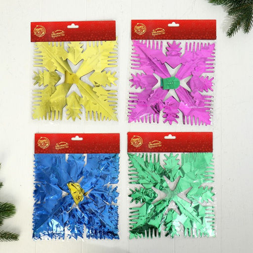 Цена за 3 шт. Растяжка «Снежинка» d=18 см 1.5 м, микс