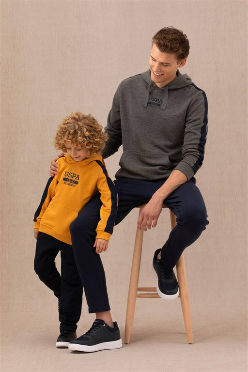 U. S. Polo Assn Мужская толстовка с капюшоном антрацитового меланжевого цвета - U.s. polo assn фото 8