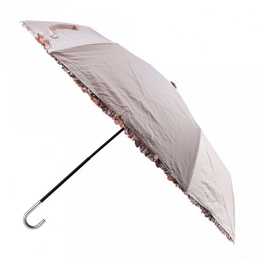Зонт механический Романтика ткань эпонж (полиэстер) с рюшами + черное УФ-покрытие, 8 лучей, д/купола 86см h58см, 3 сложения, 28см в сложенном виде, алюминиевая ручка, цвет розовый, 227гр (Китай) - Домашняя мода фото 2