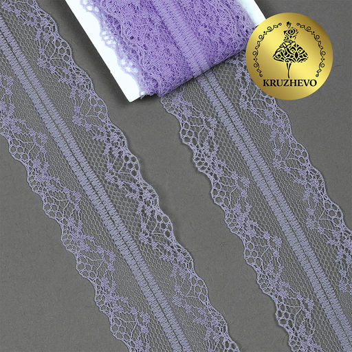 Кружево-трикотаж KRUZHEVO арт.TBY 150-1 шир.40мм цв.07 сиреневый уп.9,14м