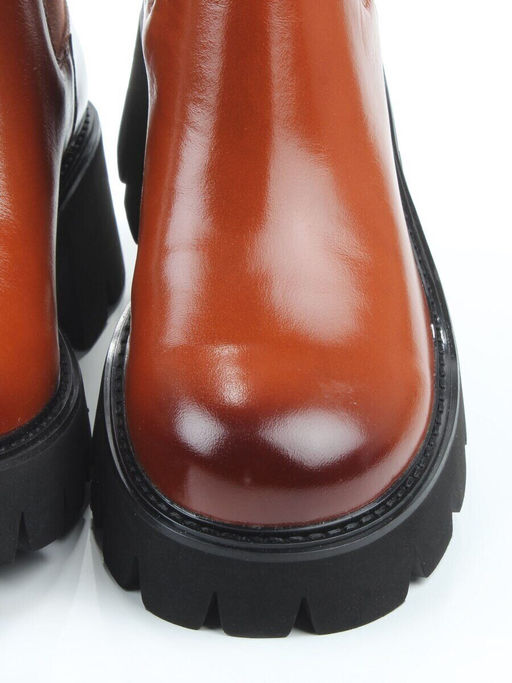 01-BE22B-4C BROWN Ботинки демисезонные женские (натуральная кожа, байка)