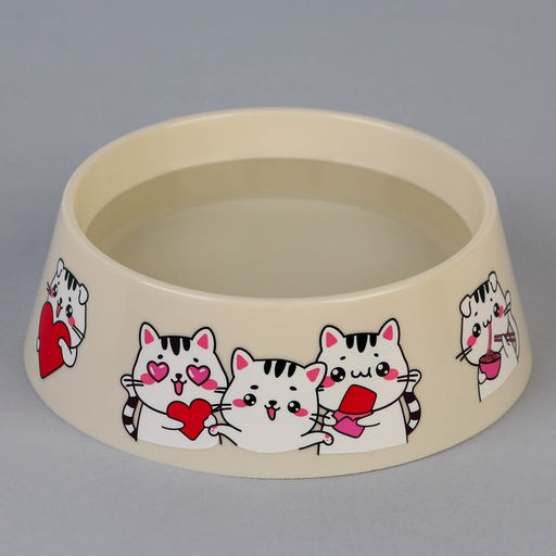 Цена за 2 шт. Миска пластиковая «Милые котята», бежевая, 300 мл