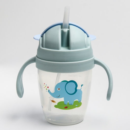 Поильник с силиконовой трубочкой 200 мл., с ручками, цвет МИКС - Simaland фото 3