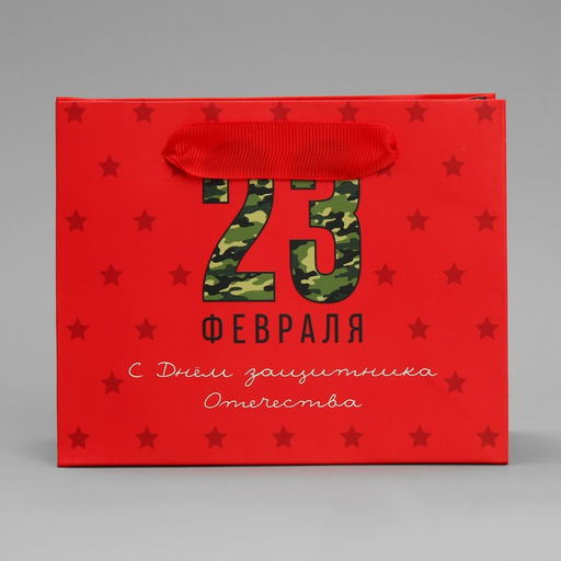 Цена за 3 шт. Пакет подарочный ламинированный, упаковка, «С 23 февраля», S 15×12×5.5 см