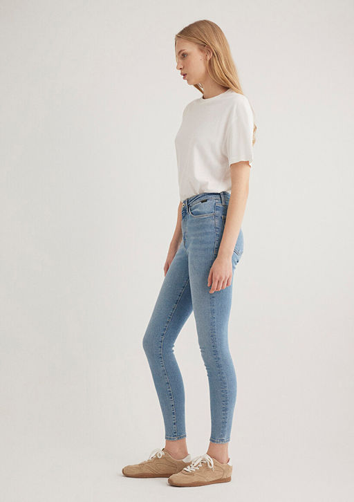 Serenay Gold Shape Puslu ?ndigo Mavisi Jean Pantolon  фото 3