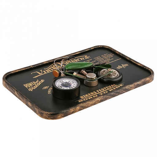 Часы настенные интерьерные "Мотоцикл" 45х30х2-7см, объемная фигура, зеленый; циферблат в колесе белый, цифры арабские, черный; корпус металл, черный/бежевый; в коробке (Китай)