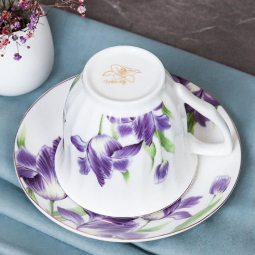 Чайный набор 12 предметов 250 мл / GF3 -12G /уп 8/ костяной фарфор Ирисы - Галеонтрейд фото 6