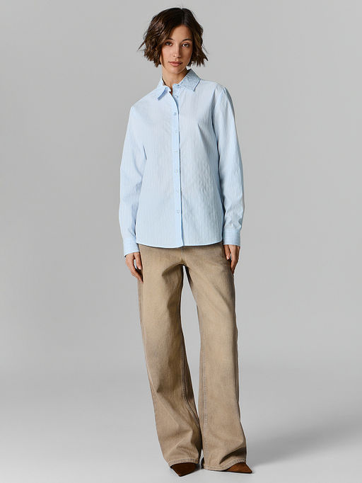 Рубашка женская голубая в полоску - Mark formelle фото 2