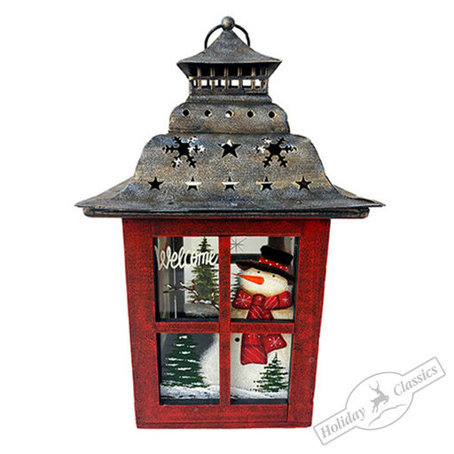 Фонарь декоративный "Рождественское окно" (металл/стекло) 23х23х39 см