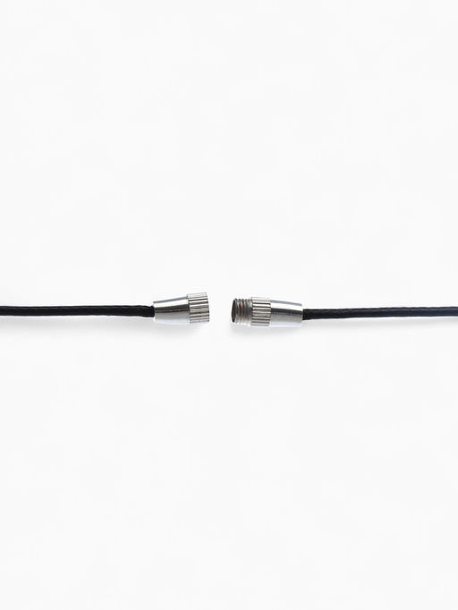 Шнурок нейлон 60 см, чёрный, винтовой замок серебро