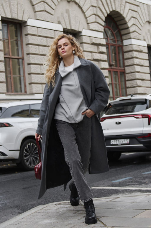 Олимпийка с контрастными окантовками и утяжкой "Серая" женская