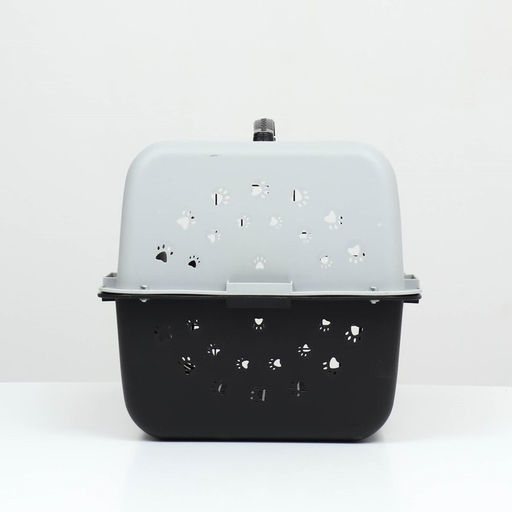 Переноска для животных пластиковая с металлической дверью 47 х 30 х 35 см, вес до 12 кг, серая 934 - Пижон фото 4