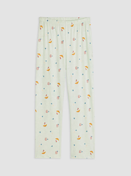 Bisiklet Yaka Bask?l? Kad?n Pijama Tak?m