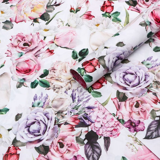 Цена за 10 шт. Бумага упаковочная глянцевая двусторонняя Букет, 100?70 см