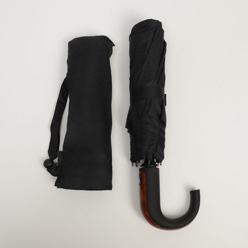 Зонт полуавтоматический Strong, прорезиненная ручка, 3 сложения, 8 спиц, R = 48 см, цвет чёрный - Simaland фото 5