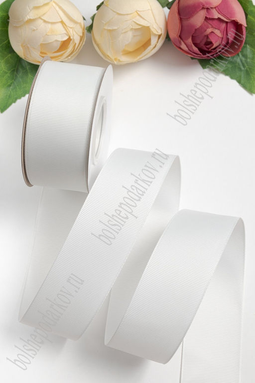 Лента репсовая 4 см*20 ярд 1 сорт (SF-1349) молочный №42 - Больше подарков фото 2