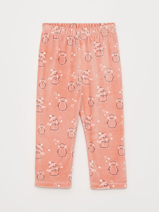 Polo Yaka Uzun Kollu Bask?l? Polar K?z Bebek Pijama Tak?m - Waikiki фото 3