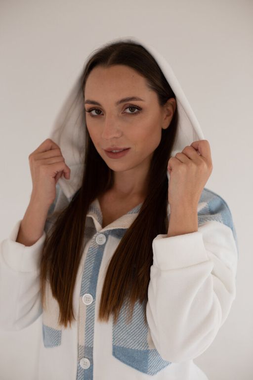 514 Рубашка c капюшоном, флис/голубая клетка - Knitka wear фото 8