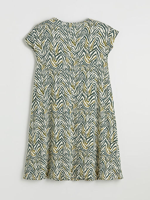 Bisiklet Yaka Desenli A Kesim Elbise