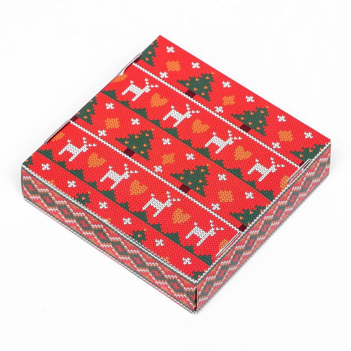 Подарочная коробка сборная с окном Новогодний орнамент, 11,5 х 11,5 х 3 см - UPAK LAND фото 8