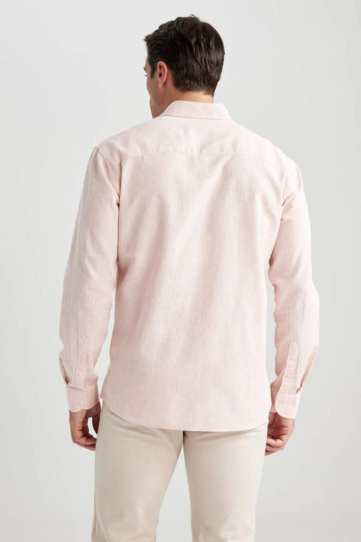 Рубашка обычного кроя с длинными рукавами из смесового льна - Defacto фото 8