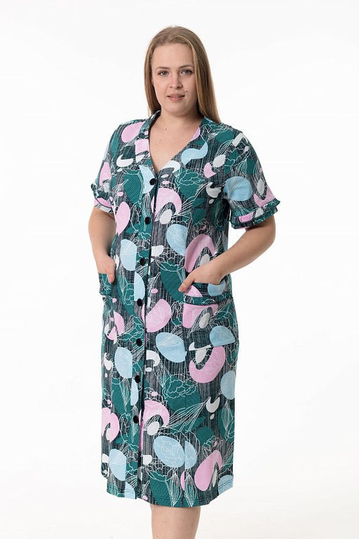 Халат М31430Азр зеленый/розовый - Елена фото 5