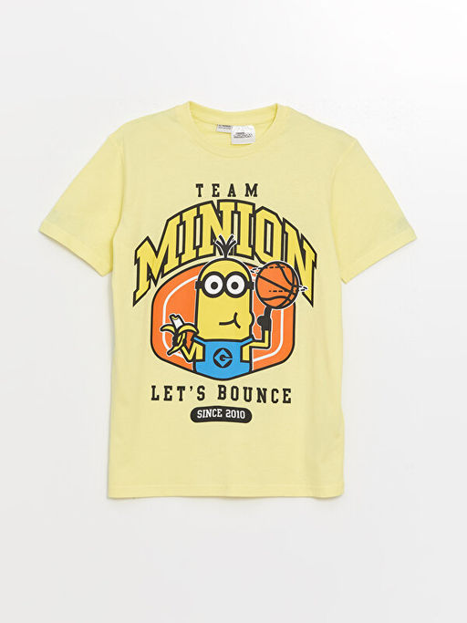 Bisiklet Yaka Minions Bask?l? K?sa Kollu Erkek ?ocuk Ti??rt